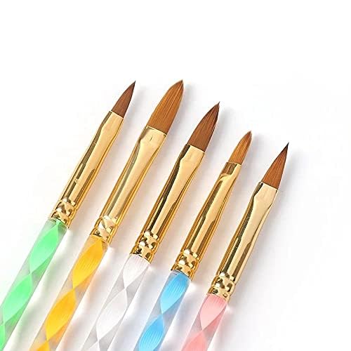 NAILWIND Acrylic Nail Brush Set for Acrylic Powder, Poly Extension Gel Brush, Nail Art Tips Builder Brush, for Acrylic Application UV Gel Brushe with Glitter Handle For Nail Art, (SET - B) - Image 9