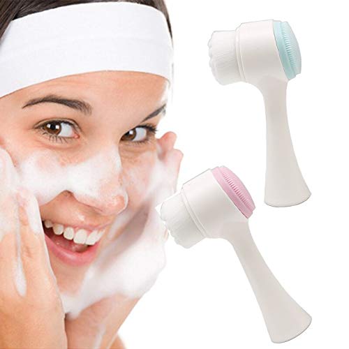 Cosluxe 2-in-1 Facial Cleansing Brush with Makeup Headband – Deep Clean Manual Face Brush for Women, Soft Silicone & Bristle Cleaner - Image 3
