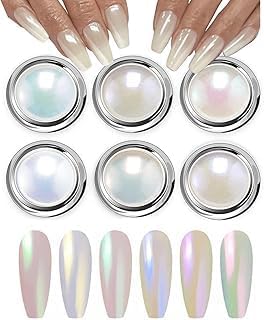 MY COLORS White Rainbow Chrome Nail Powder Set, Reflective Glitter Metallic Mirror Effect for Nails Art Design 3D Holographic Silver Rose Gold Pigment - Image 5