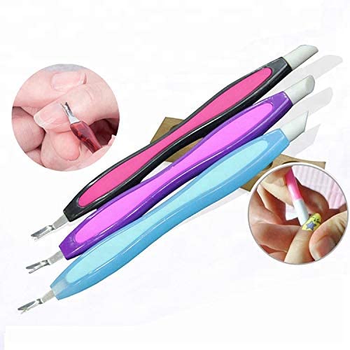 COSLUXE Nail Cuticle Trimmer Remover Plastic Handle Cuticle Pusher Rubber Nail Cleaner Double Head Dead Skin Cuticle Knife Removal Fork Nail art Tools for Girls Women and Men Pack of 2 - Image 2