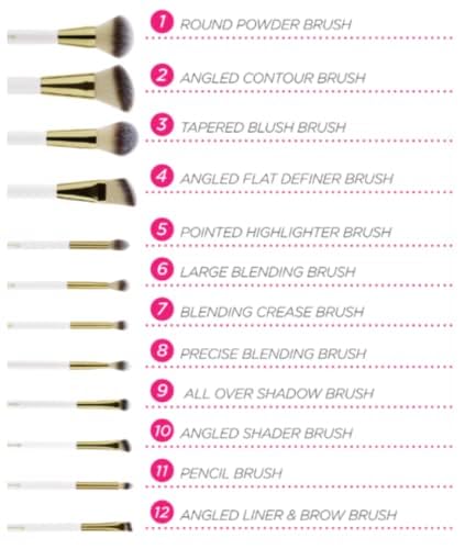 BH STUDIO PRO makeup brush set, Studded Elegance 12-Piece Brush Set (PINK) - Image 5