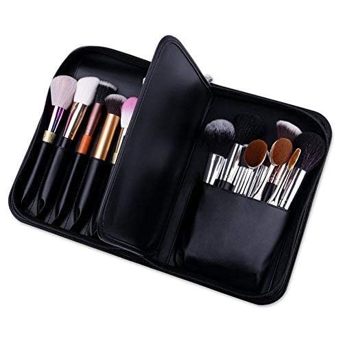 COSLUXE BEILI Makeup Brush Holder Bag, Professional Makeup Brushes Organizer Bag Makeup Artist Cosmetic Case Leather Handbag Black Travel Portable - Image 2