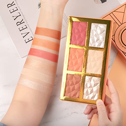 MY COLORS Makeup Pallete for women, 6 COLORS HIGHLIGHT,BLUSH AND CONTOUR PALETTE 24g - Image 2