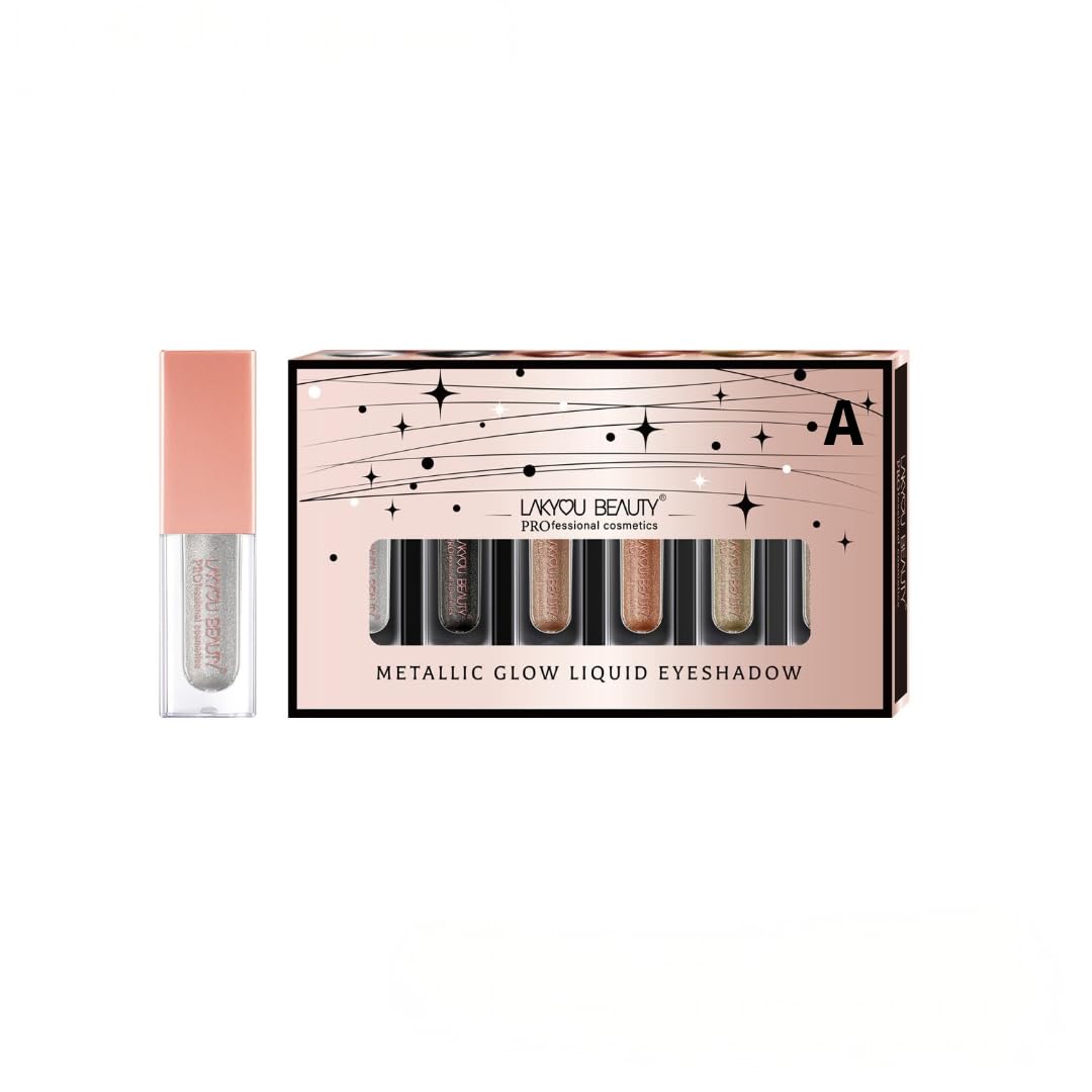 COSLUXE 6 pcs Glitter Liquid Eyeshadow Set, 6 Colors Metallic Glitter Shimmer Smokey Eye Looks Waterproof Long Lasting EyeShadow Makeup Kits (A)