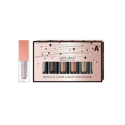 COSLUXE 6 pcs Glitter Liquid Eyeshadow Set, 6 Colors Metallic Glitter Shimmer Smokey Eye Looks Waterproof Long Lasting EyeShadow Makeup Kits (A)