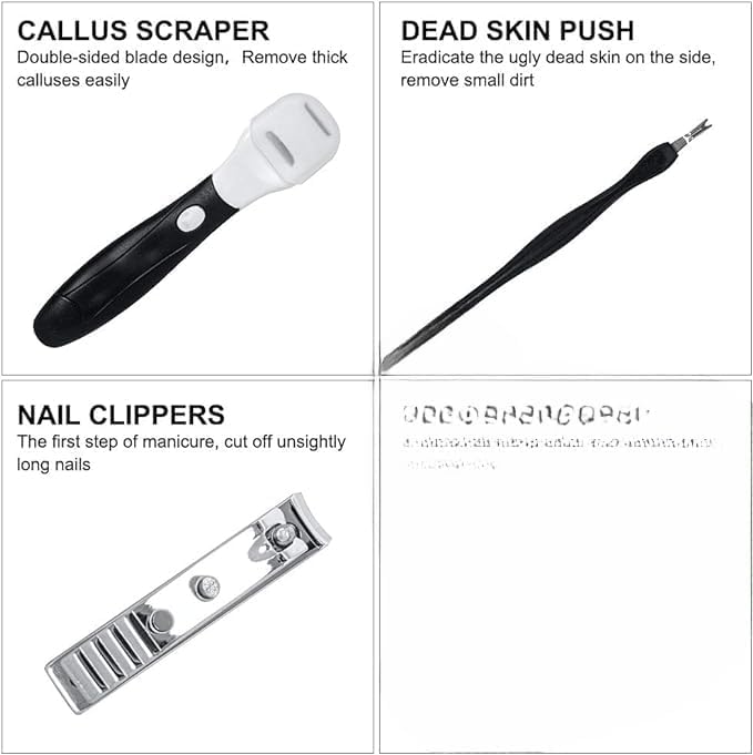 NAILWIND Nail and Foot Care Kit - Easy Callus Removal - Professional Beauty Tools, Pedicure Tools for Feet - 8 in 1 Pedicure Kit | Foot Scrubber for Dead Skin, Callus Remover, Foot Scraper, Foot File, Pitchfork, Filer for Nail Repair - 1 Set - Image 6