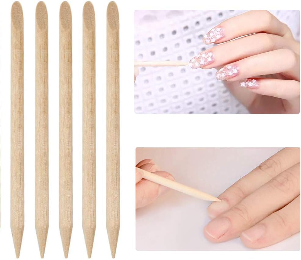 100 PCS Orange Wooden Sticks, Double-End Wood Cuticle Pusher Nail Art Manicure Pedicure Tools - Image 8