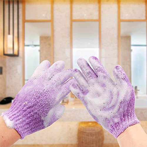 COSLUXE Double Sided Exfoliating Gloves Body Scrubber Scrubbing Glove Bath Mitts Scrubs for Shower, Body Spa Massage Dead Skin Cell Remover, for Men,Women and Children (1 Pairs) - Image 2