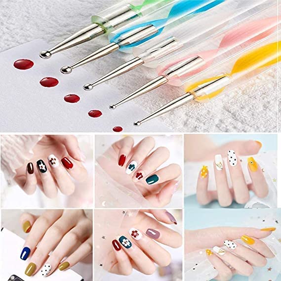 NAILWIND Acrylic Nail Art Brushes, 5 pcs Double Ended Nail Liner Brush Dotting Pen Point Drill Drawing Tools, nail Art Designs - Image 5