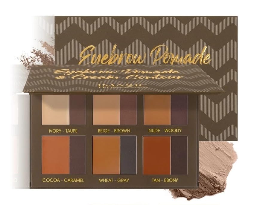 IMAGIC Eyebrow Pomade Palette, Cream Contour 6 Dual-Shade, Professional Cream Contour Kit,12.96g - Image 5