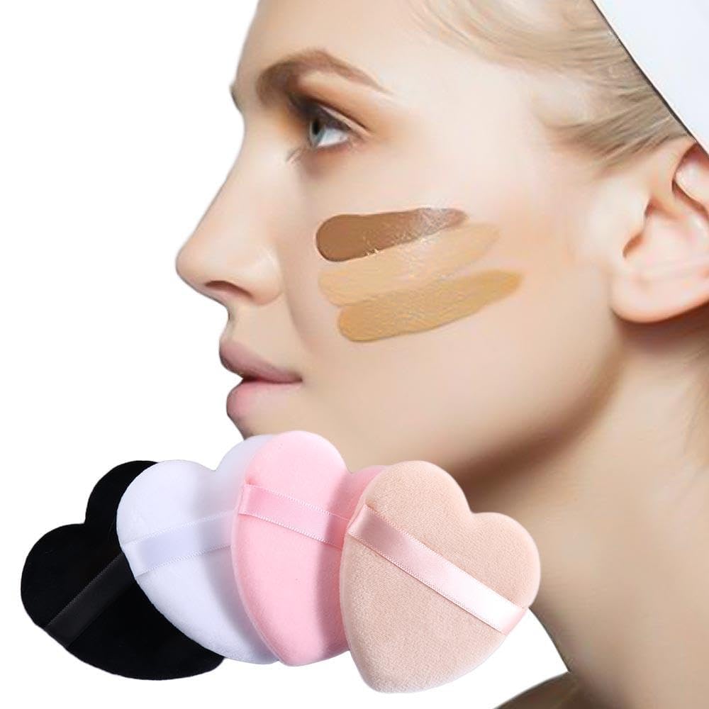 COSLUXE Heart Shape Makeup Sponge Puff - Round and Triangle Design for Cream, Blush, and Foundation Application - Multicolored Beauty Blender Puff 4Pcs - Image 5