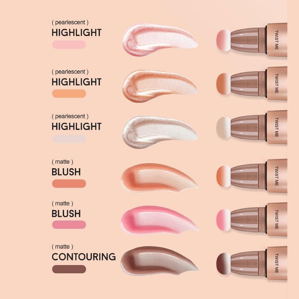 My Colors Liquid Highlighter Stick with Cushion Applicator, Soft Touch Long Lasting Natural Matte Finish, Silky Cream Face Highlighter and Contour Bronzer Stick (H2) - Image 4