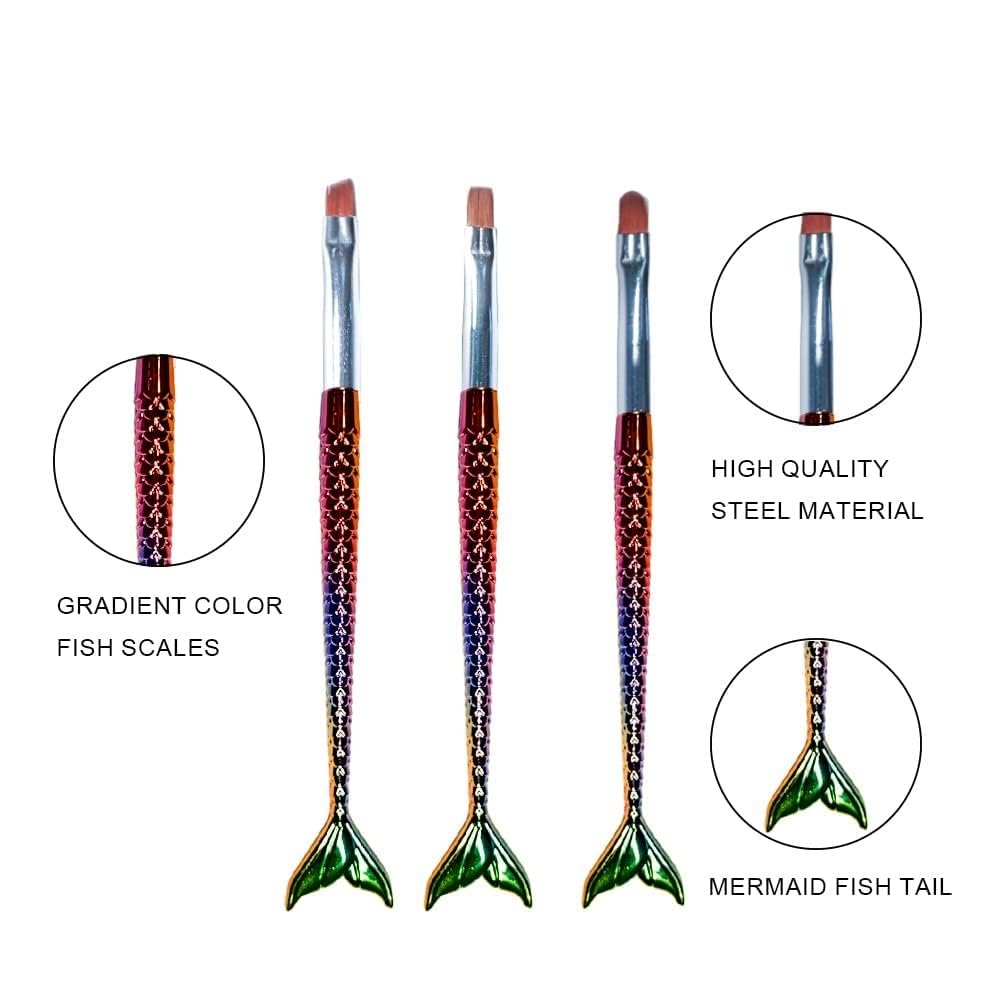 NAILWIND Mermaid Nail Art Brushes 7 Pcs, Nail Brush Pen,Gradient Mermaid Kit Easily Draw Various Design,Work Can be Done Easily at Home - Image 6