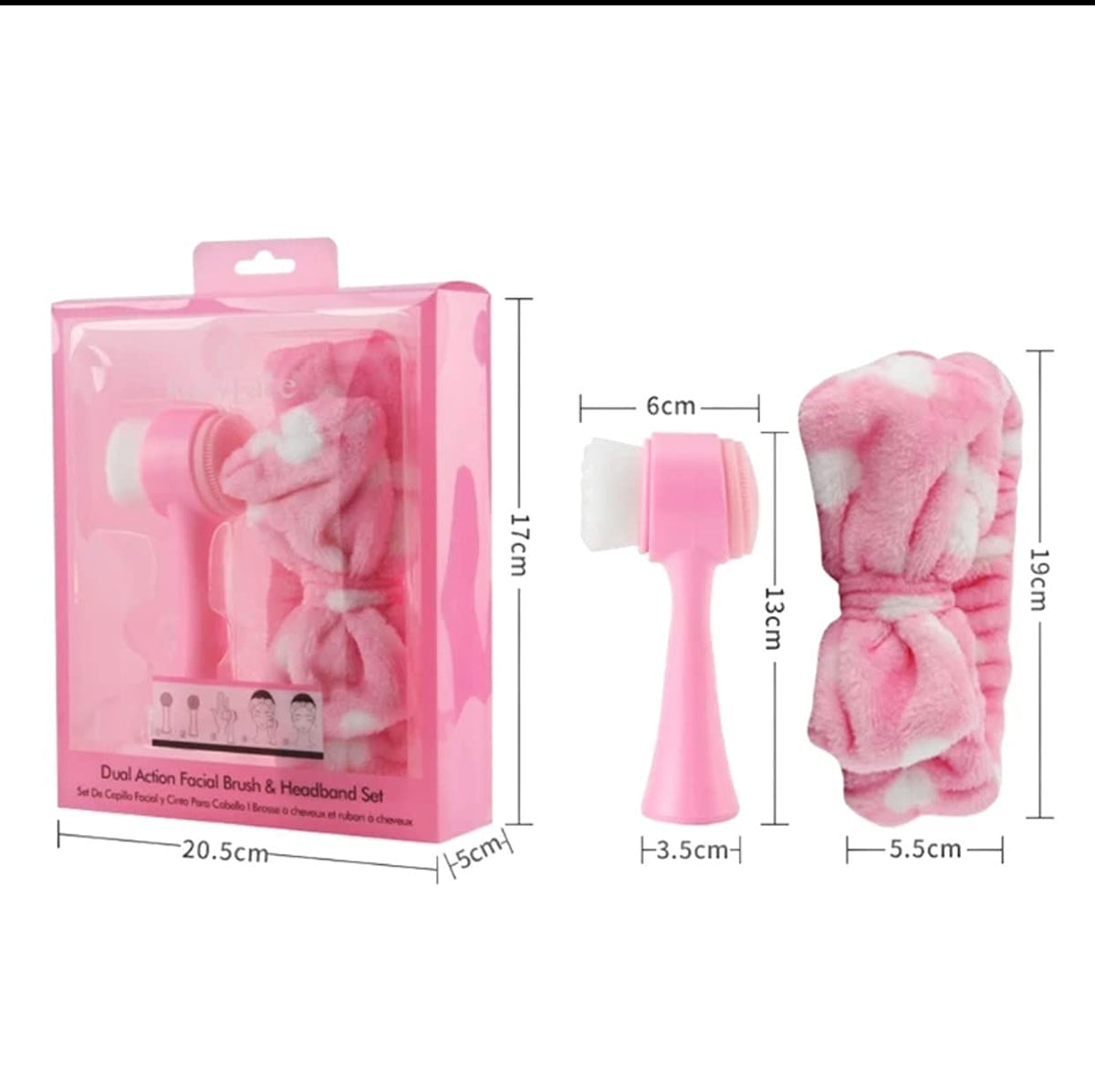 Cosluxe 2-in-1 Facial Cleansing Brush with Makeup Headband – Deep Clean Manual Face Brush for Women, Soft Silicone & Bristle Cleaner - Image 2