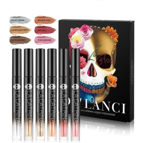 COSLUXE X DELANCI Liquid Glitter Eyeshadow Eye Makeup Set,Quick-Drying High Pigmented Liquid Eyeshadow Glitter Shimmer Metallic Stick,Long Lasting Gold Silver Pink Red Natural Brown Nude 6 Color - Image 9