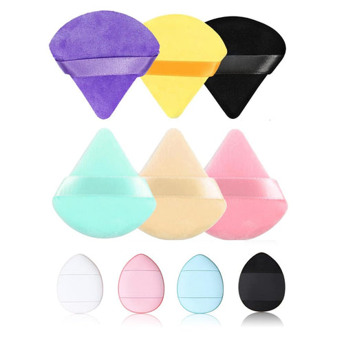 COSLUXE 10 Pieces 6 - Soft Face Triangle Makeup Puff, 4 - Finger Soft Makeup Puff, for Loose Powder Body Cosmetic Foundation Sponges Beauty Blender Makeup Tool Multicolored