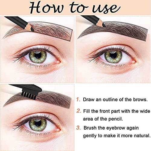 COSLUXE PROFESSIONAL 2pcs Long Lasting WaterProof Eyebrow Pencil with Brush Black & Dark Brown - Image 5