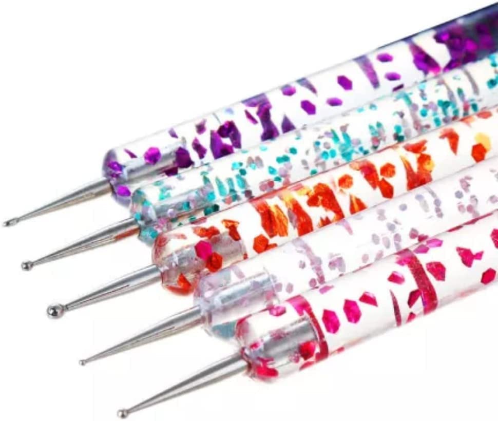 NAILWIND Nail Art Dotting Pen Dual?Ended Nail Art Brushes, Manicure Picking Pen for Rhinestones Steel Balls Pearls Nail Decoration, DIY Gel Nail Making Dots Design Pen (Multi, 5 PCS) - Image 3