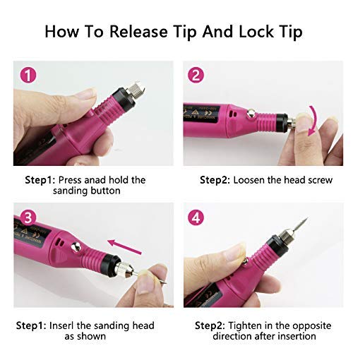 NAILWIND Professional Portable Electric Nail Drill,Acrylic Nail Kit, Gel Remover Nail Tools,File Finger Toe Care Nail Tips Nail Care, Nail Polishing Machine Pedicure Machine set - Image 4