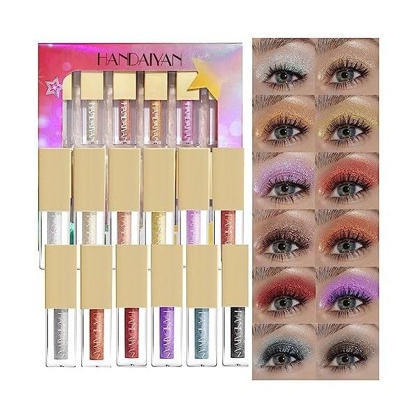 My Colors Liquid Glitter Eyeshadow Set, 12 Colors Metallic Glitter Shimmer Smokey Eye Looks Waterproof Long Lasting EyeShadow Makeup Kits - Image 2