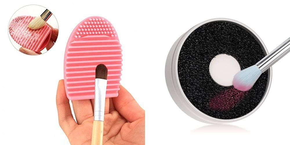 COSLUXE Makeup Brush Cleaning Tool - Make up Brush Quick Cleaner Sponge box 1, Makeup Brush Cleaner Silicone 1 - Removes Shadow Color from Your Brush - Image 3