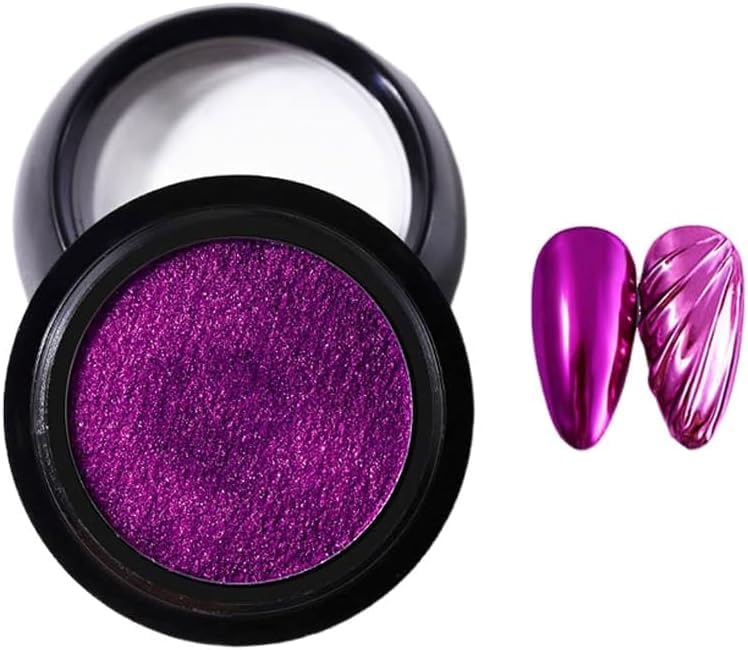 NAILWIND Pink Purple Colors Chrome Nail Powder Set, Reflective Glitter Metallic Mirror Effect for Nails Art Design 3D Holographic Silver Rose Gold Pigment 1- PCS