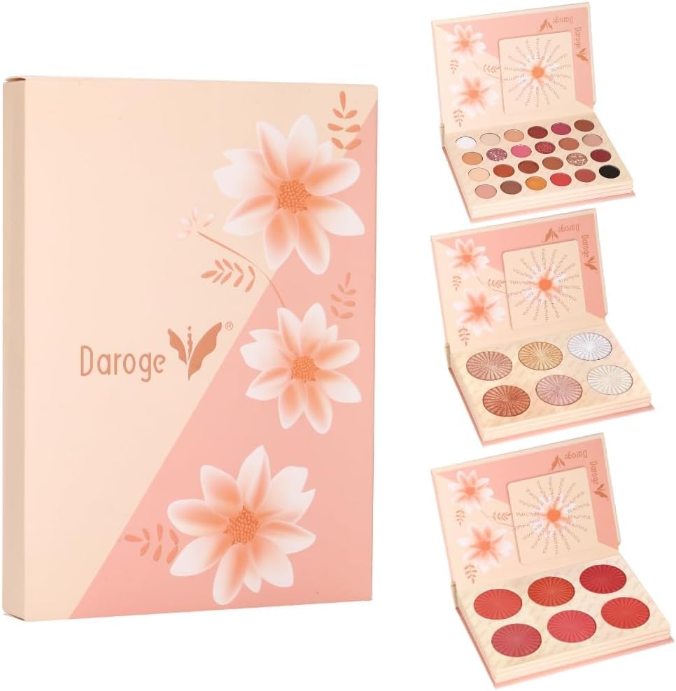 COSLUXE x Daroge Blusher Palette, All In 1 Make Up Eyeshadow Highlight Blush Palette - Long Wearing Highly Pigmented Glitter Makeup Palette For Women Girls 106g