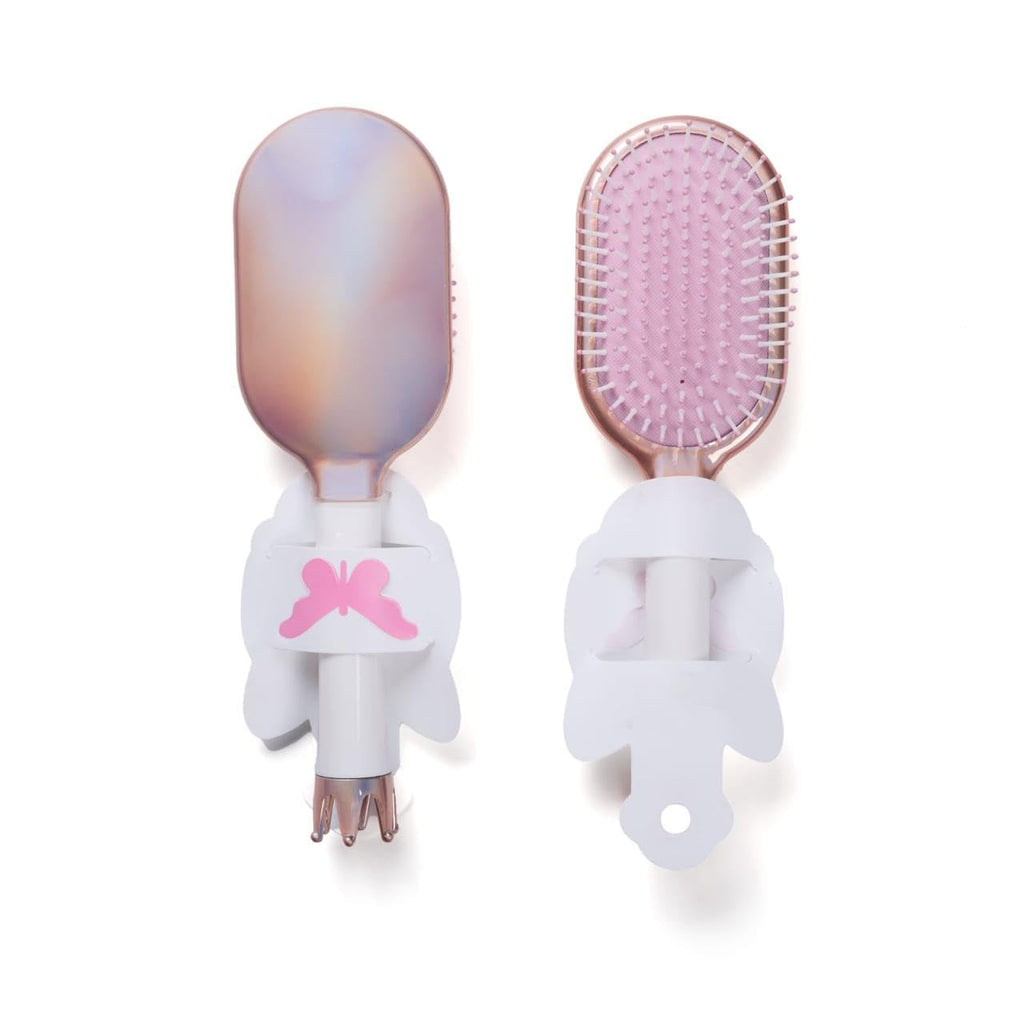 COSLUXE Metallic Oval Rectangular Round Hair Brush with Crown Handle, Paddle Detangle Hair Brush Comb for Girls, Women Kids/Hair Comb - Girls Gifts