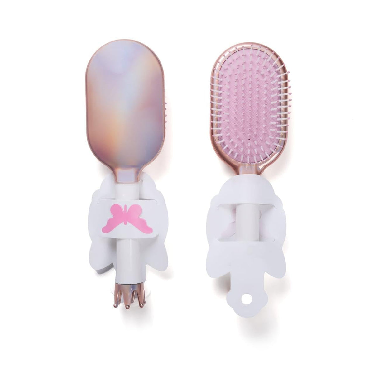 COSLUXE Metallic Oval Rectangular Round Hair Brush with Crown Handle, Paddle Detangle Hair Brush Comb for Girls, Women Kids/Hair Comb - Girls Gifts
