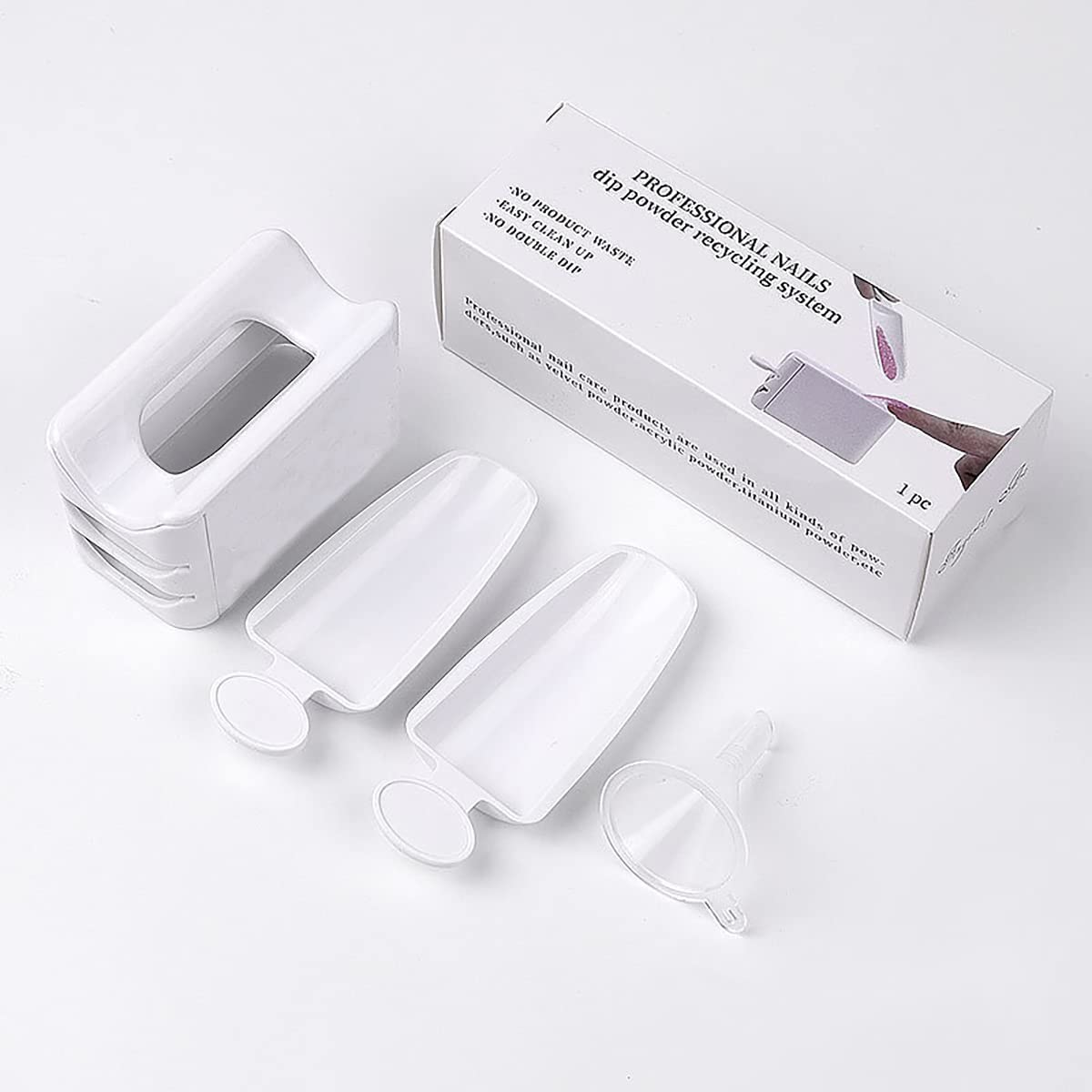 NAILWIND Powder Recycling Tray System with Scoop, Nail Dip Container Portable Dipping Powder Storage Box or Nail Art and Makeup Tool Nail