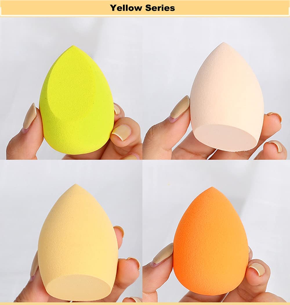 COSLUXE Makeup Sponge Set Beauty Blender with Egg Case, Soft Sponge For Liquid Foundation, Creams, and Powders?Latex Free Wet and Dry Makeup (Yellow Series, 4 Pcs) - Image 3