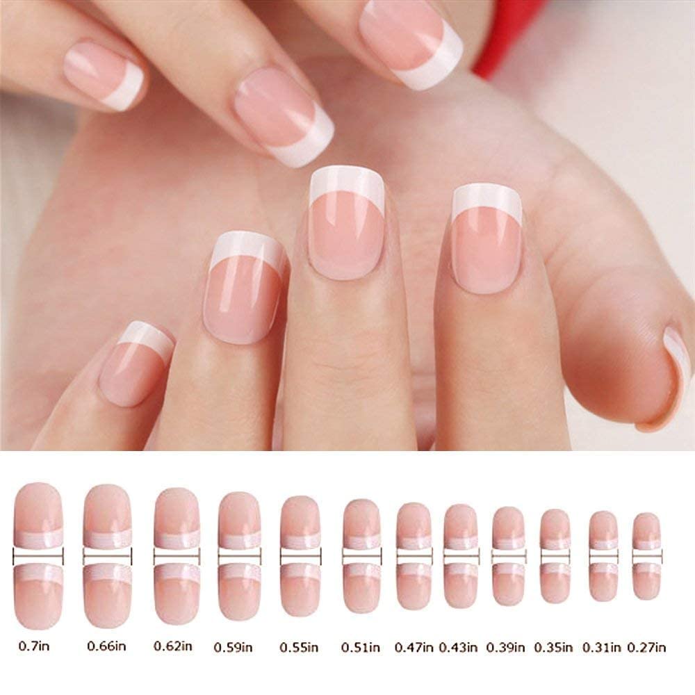 NAILWIND 24 Natural French Short False Nails Acrylic Full Cover Nails,Natural Fake Nails Delicate & Comfortable for Women and Girls (N41, 24 Count -Pack of 1) - Image 7