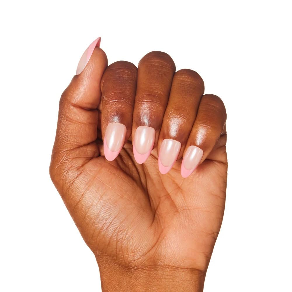 NAILWIND French Tip Press On Nails Almond - Chrome Hot Pink Press On Nail Short, Stick On Nails for Women, Glue On Nail with in 16 Sizes - 30 Soft Gel Fake nail on Kit, for Women Girls 21 - Light Pink, - Image 8