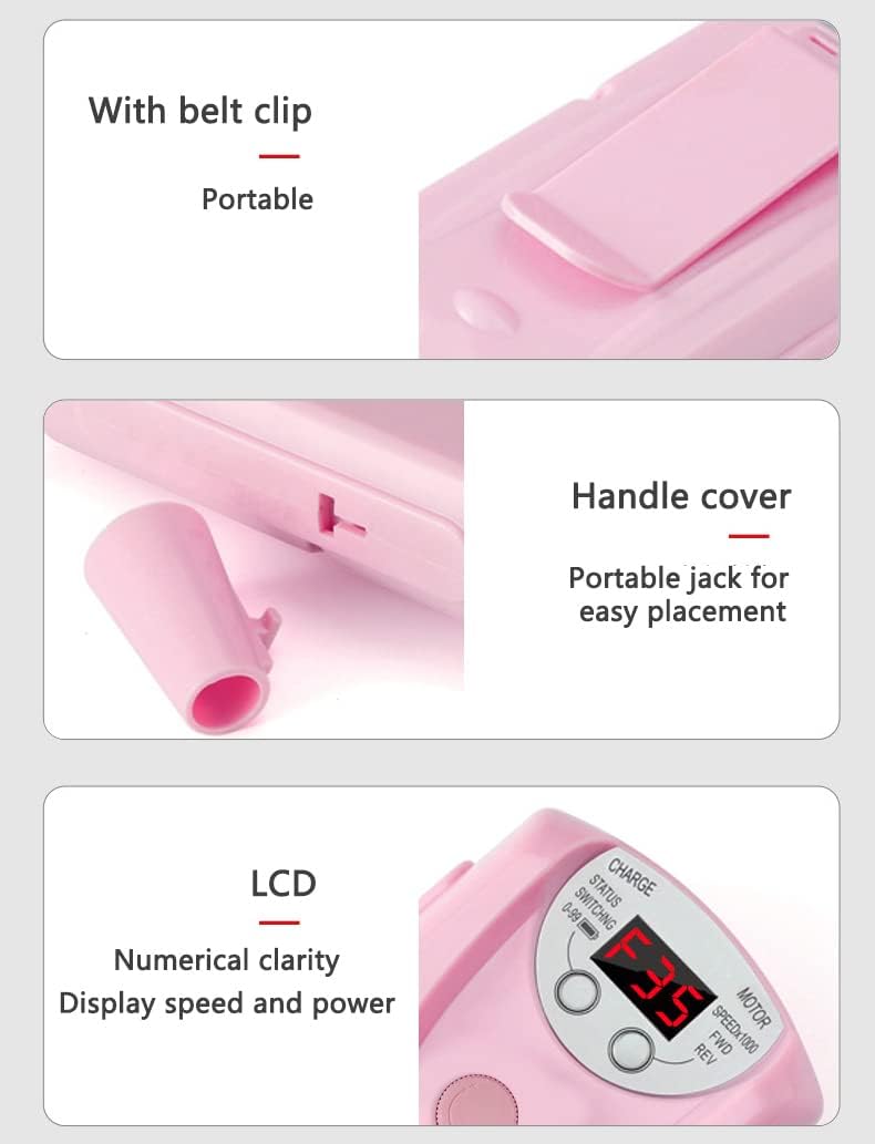 NAILWIND Nail Drill Machine 20000 RPM, Nail File Kit for Acrylic Nails, Gel Nails Glazing Nail Art Polisher Sets for Home Salon Use Nail Drill Manicure Pedicure Set - Image 6