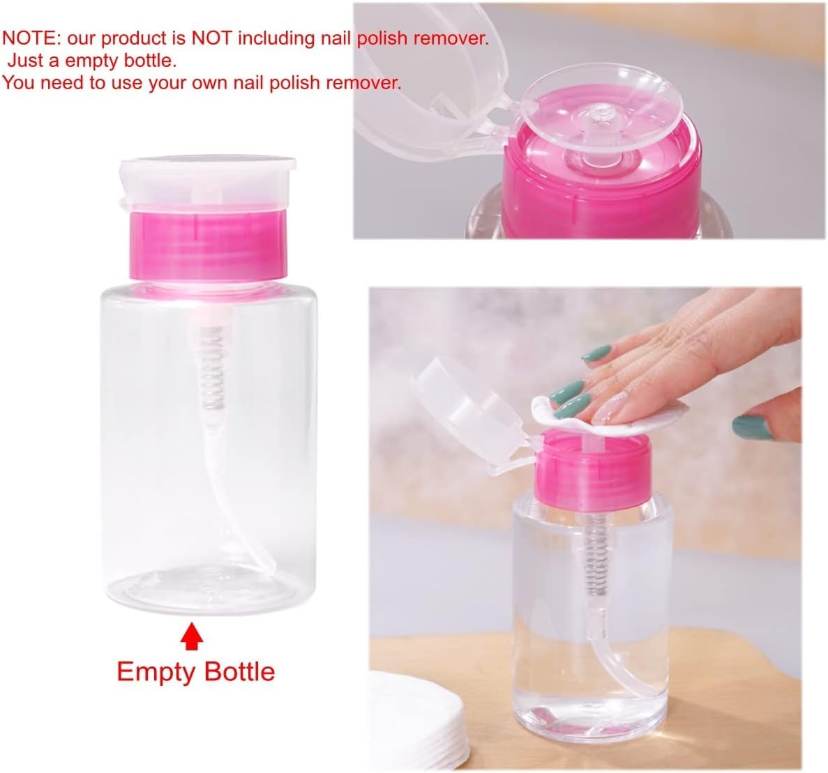 NAILWIND Nail Polish Gel Remover Tools Kit - 500 Nail Remover Cotton Pad,10 Pcs Soak Off Cap Clip,1 Nail File,1 Pcs Press Bottle, Nail Brush, Cuticle Pusher Tools Kit - Image 7