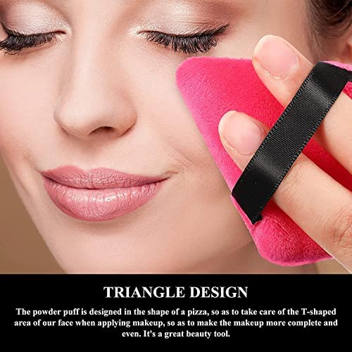COSLUXE Pure Cotton Powder Puff, Triangle Wedge Shape Designed for Contouring, Under Eyes and Corners Loose Powder Mineral Powder Body Powder Makeup Tool BLACK & PINK, Pack Of 15 - Image 4