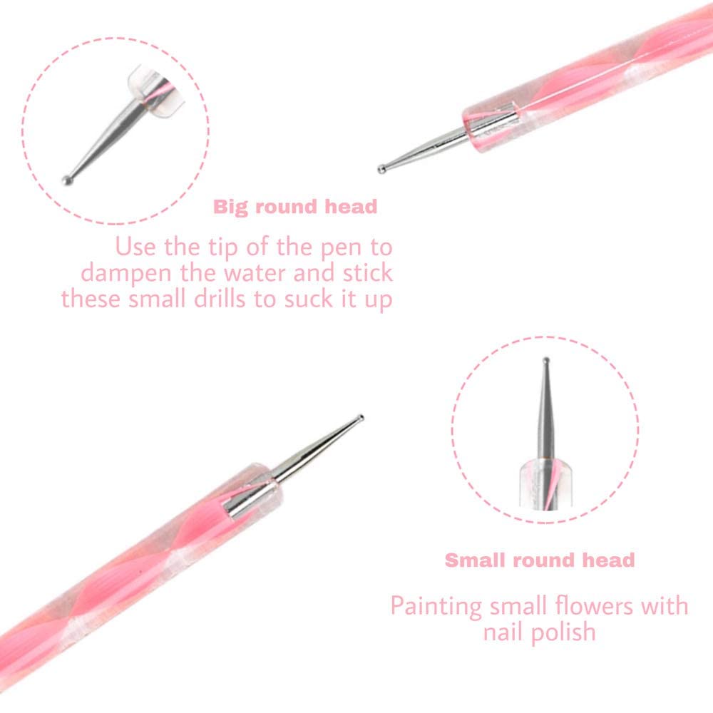 NAILWIND 5 pc 2 Way Dotting Pen Tool, Nail Art Tip Dot Paint Manicure kit, Multi-colored Nail Dotting Tool Set - Image 3