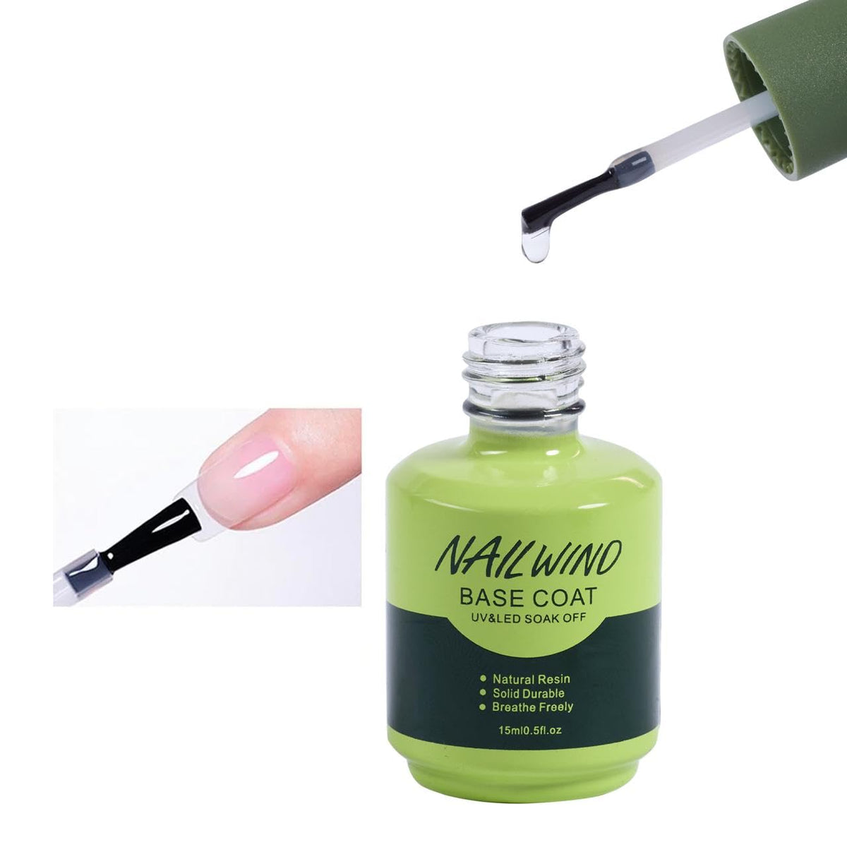 NAILWIND Gel Polish No Wipe Base Coat,15ml for Gel Nail Polish Soak Off LED Nail Lamp Gel Base Coat Upgraded Formula Long-Lasting DIY Home and Nail Salon - Image 5