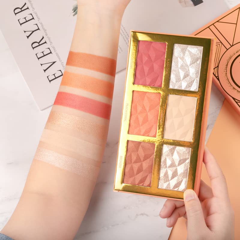 COSLUXE IMAGIC PROfessional Makeup Pallete for women Girls, 6 COLOR HIGHLIGHT,BLUSH AND CONTOUR PALETTE 24g - Image 3