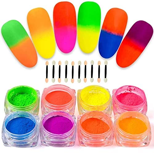 COSLUXE Neon Pigment Eyeshadow Powder & Nail Powder, Nail Pigments Dust Nail Glitter, Neon Pigment Eyeshadow Powder for Face Body Makeup,Nail Art Decoration (Fluorescence Powder, 12 - Pcs) - Image 2