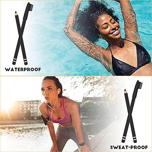 COSLUXE PROFESSIONAL 2pcs Long Lasting WaterProof Eyebrow Pencil with Brush Black & Dark Brown - Image 4