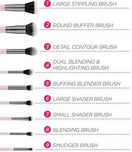 BH STUDIO PRO makeup brush set, Mrs. Bella 9 Pcs Brush Set with Brush Holder - Image 3