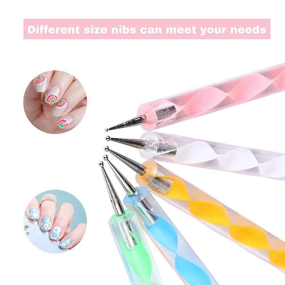 MY COLOR 5 pc 2 Way Dotting Pen Tool, Nail Art Tip Dot Paint Manicure kit, Multi-colored Nail Dotting Tool Set - Image 4