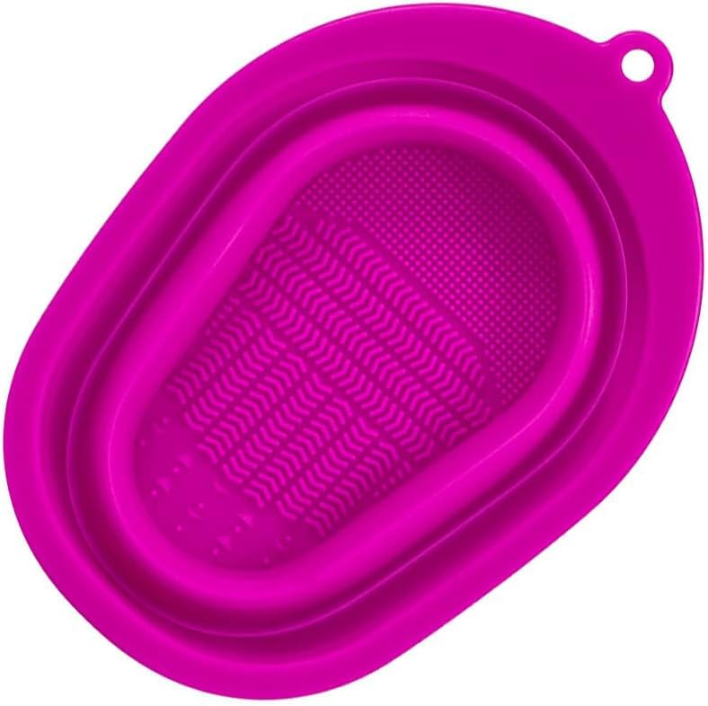 COSLUXE Makeup Brush Cleaning Mat Bowl, Soft and Durable Silicone Cosmetic Cleaner Pad, Foldable Portable Washing Tool Scrubber with 4 Textures - Multicolour Pack Of 1 - Image 2