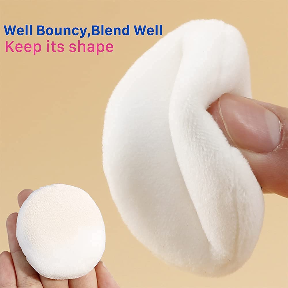Cosluxe Pro Powder Puff, Ultra Soft Washable Velour Fluffy Body Powder Puffs with Ribbon, Pure Cotton Round Makeup Puff, for Loose Powder Mineral Powder Body Powder, White (pack of 6, Mini) - Image 7