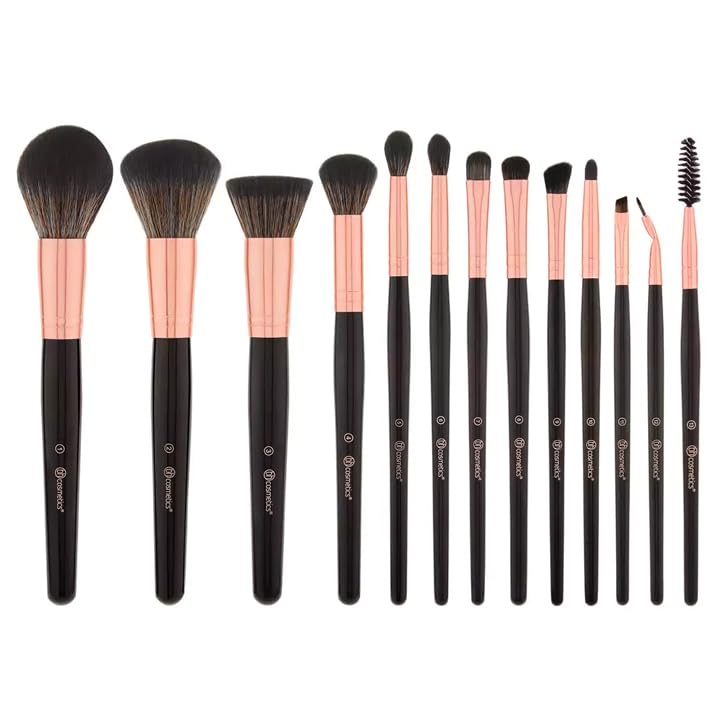 BH STUDIO PRO makeup brush set, BH Signature Rose Gold 13 Piece Brush Set with Holder (black) - Image 2