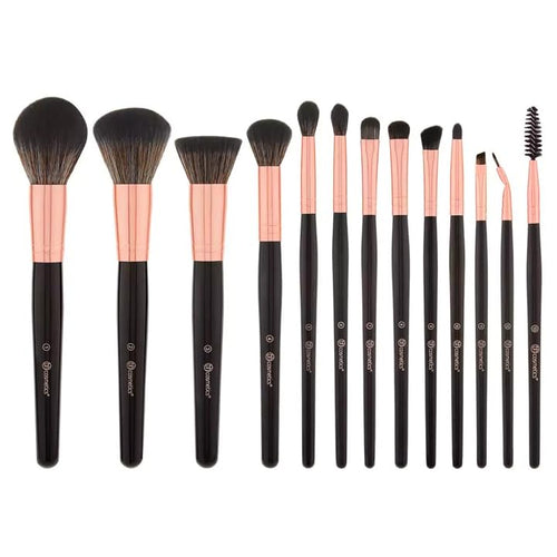 BH STUDIO PRO makeup brush set, BH Signature Rose Gold 13 Piece Brush Set with Holder (black) - Image 2
