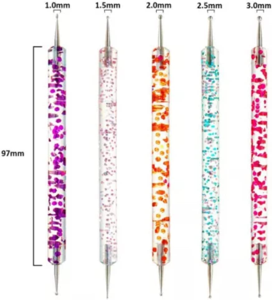 NAILWIND Nail Art Dotting Pen Dual?Ended Nail Art Brushes, Manicure Picking Pen for Rhinestones Steel Balls Pearls Nail Decoration, DIY Gel Nail Making Dots Design Pen (Multi, 5 PCS) - Image 6