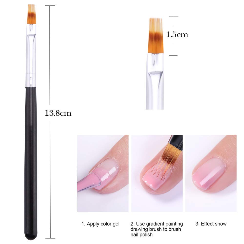 NAILWIND 3 Pcs Ombre Nail Art Brush Set Wooden Gel Builder Brush Double Head Nail Gradient Shading Pen With 4 Replaceable Sponge Heads Manicure Tools - Image 2
