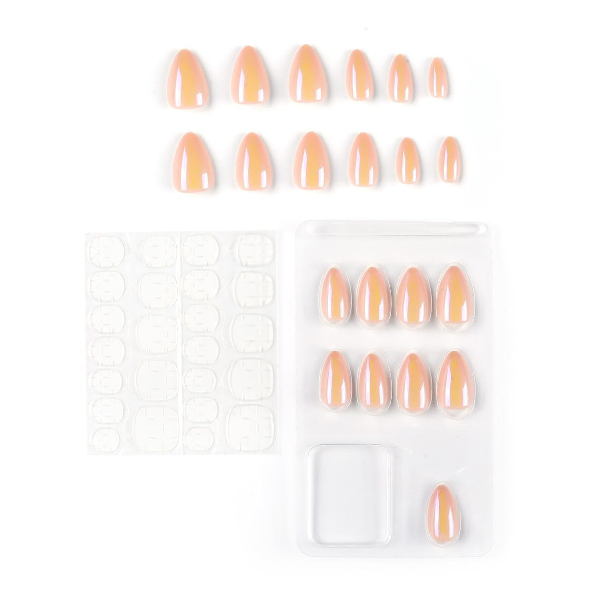 NAILWIND 30Pcs Short Almond chrome & Cat eye Nails, Press On Nails, Soft Gel Mirror Designs Glossy Nail's with Nail Glue, Reusable Glue On in 15 Sizes - 30PCS Stick On Nail Kit, Acrylic Nail for Women 15 - Light Y, - Image 3